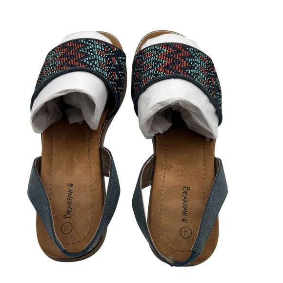 Bearpaw Meeka Women 11 Aztec Slingback Sandals Southwestern Beaded Suede Footbed - Picture 4 of 12